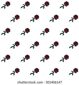 Cute rose seamless vector pattern background