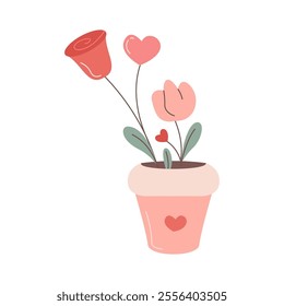 Cute Roses Flower Pot Illustration