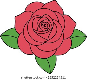 Cute Roses vector cartoon illustration for  Valentine's Day