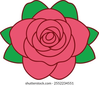 Cute Roses vector cartoon illustration for  Valentine's Day