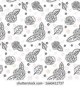 Cute roses vector pattern heart