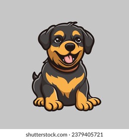 Cute Rottweiler Creative Cartoon Illustration