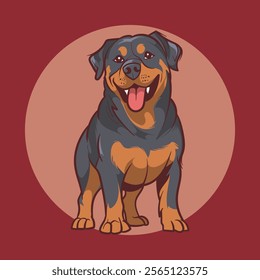 cute rottweiler dog chibi cartoon illustration vector