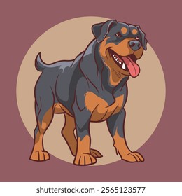 cute rottweiler dog chibi cartoon illustration vector