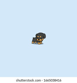 Cute rottweiler puppy cartoon icon, vector illustration