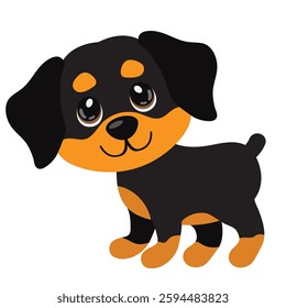 Cute Rottweiler puppy  dog vector cartoon illustration