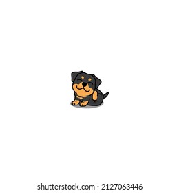 Cute rottweiler puppy scratching cartoon, vector illustration