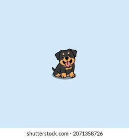 Cute rottweiler puppy sitting cartoon, vector illustration