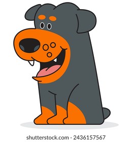 Cute rottweiler puppy vector cartoon dog character illustration isolated on a white background.