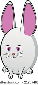 Cute Round Abstract Animal With Big Ears Looking Forward. Vector Illustration.