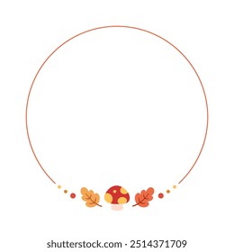 Cute Round Autumn Frame Border Template. Can be used for shopping sale, promo poster, banner, flyer, invitation, website or greeting card. Vector illustration