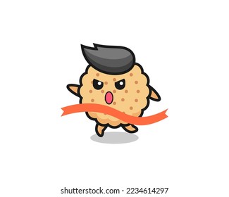 la tierna ilustración de galletas redondas está llegando al acabado, diseño de estilo lindo para camiseta, pegatina, elemento logotipo