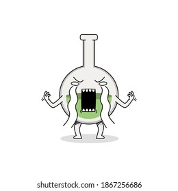 Cute round bottom flask cartoon character crying