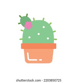 Cute round cactus with flower in pot. Vector illustration design for fashion fabrics, textile graphics, prints.
