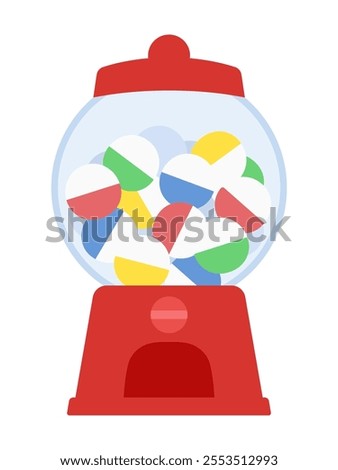 Cute round capsule toy illustration_flat