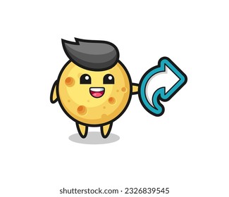 cute round cheese hold social media share symbol , cute style design for t shirt, sticker, logo element