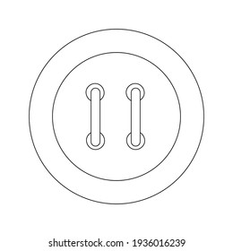 Botón de la ropa redonda con puntos. Objeto aislado en el fondo blanco. Elemento blanco y negro para colorear páginas. Ilustración de estilo plano.