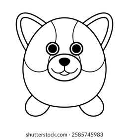 Cute Round Corgi Dog Vector Illustration. Adorable round corgi dog vector illustration featuring a cartoon-style puppy with big, expressive eyes and a cheerful smile.