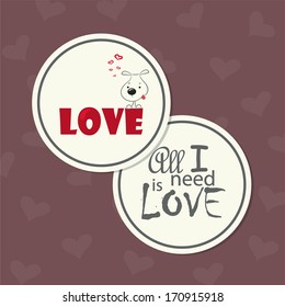 The cute round double-sided card for Valentine's Day, the background