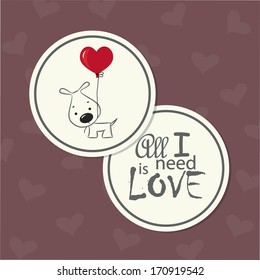 The cute round double-sided card for Valentine's Day, the background