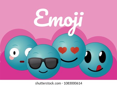 Cute round emojis cartoons