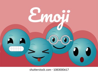 Cute round emojis cartoons