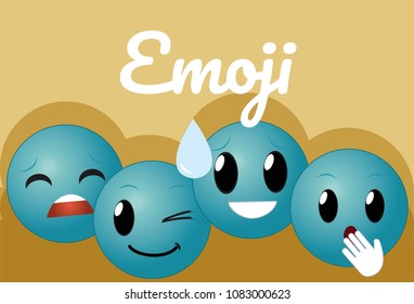 Cute round emojis cartoons