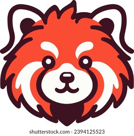 A cute round face of a red panda. Cartoon style.