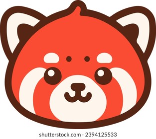 A cute round face of a red panda. Cartoon style.