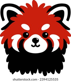 A cute round face of a red panda. Cartoon style.