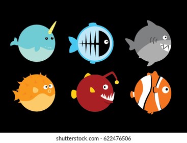 Cute round fish vector graphic