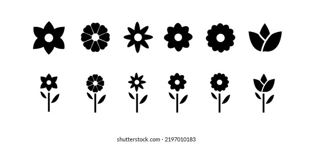 Cute round flower plant nature collection. Flowers icon set. Flowers isolated on transparent background. Flowers in modern simple. vector illustrator.