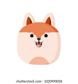 Cute Round Fox Animal Head Illustration