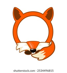 Caixilho redondo bonito Fox. Avatar de desenhos animados para jogos de interface. Moldura de animal vazio para a decoração, impressão ou adesivos de seus filhos