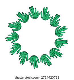 Cute round frame with doodle cactuses isolated on white background.