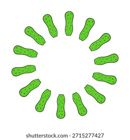 Cute round frame with doodle cactuses isolated on white background.