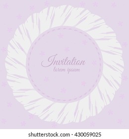 Cute round frame with flowers on pink background