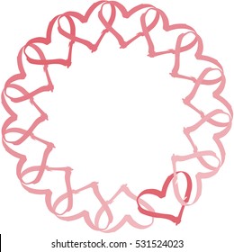 Cute round frame with hearts