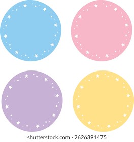 Cute round frame illustration set of stars