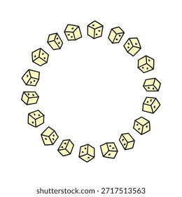 Cute round frame with sugar cubes isolated on white background. Wreath with cooking ingredients.