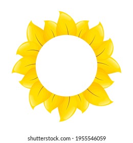 Plantilla de marco redondo con hojas amarillas y espacio de copia. Fondo blanco. Ilustración de estilo plano.
