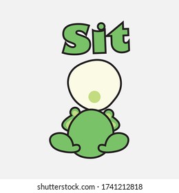 Cute round green character with sitting style