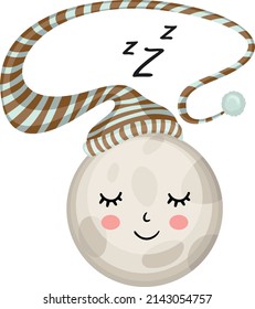 Luna redonda linda durmiendo con sombrero