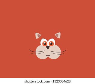 cute round red cat head vector isolated