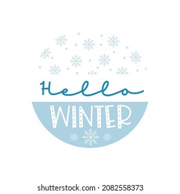 Un Vector de Navidad con forma redonda. Snowmanes blancos, lagunas de nieve y Feliz Navidad y Feliz Año Nuevo texto