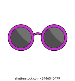 Cute round shape sunglasses eyeglasses icon. Groovy retro icon in 60s, 70s hippie style. Funny cartoon eyes. Template sticker print. Trendy psychedelic flat design. White background. Vector