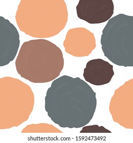 Cute round shapes in pink and grey. Cute Seamless Scandinavian Terracotta Pattern in modern colours. Round shapes Modern abstract art for prints.  Nordic Design. 
