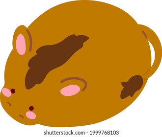 Cute and round simple brown horse illustration flat colored