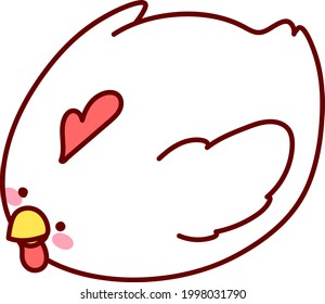 Ilustración de pollo blanco simple y redondeada esbozada