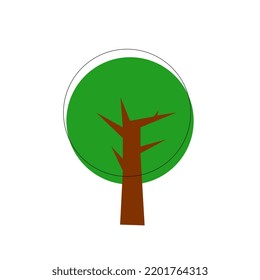 Cute Round Tree Vector Flat